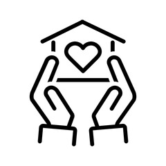 Black line icon for Home care