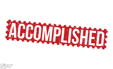 Accomplished Red Rubber grunge Stamp vector design.