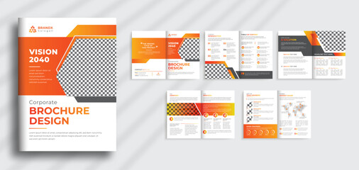 Business brochure template layout design, 10 page corporate brochure editable template layout