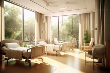 Fototapeta na wymiar A modern luxury hospital room, Interior of Modern Hospital Room, Generative ai