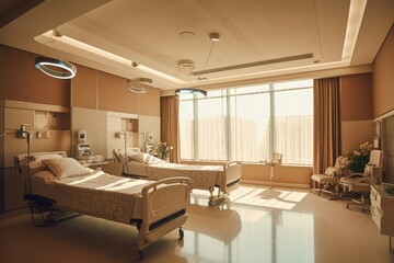 Fototapeta na wymiar A modern luxury hospital room, Interior of Modern Hospital Room, Generative ai