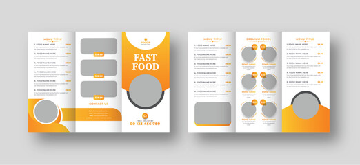 Fast food trifold brochure flyer template design, Food menu trifold brochure, food menu Brochure