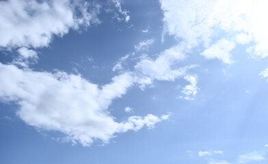 Fototapeta premium Altocumulus cloud on beautiful blue sky , Fluffy clouds formations at tropical zone