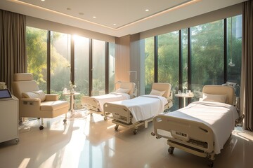 A modern luxury hospital room, Interior of Modern Hospital Room, Generative ai