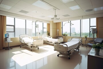 A modern luxury hospital room, Interior of Modern Hospital Room, Generative ai