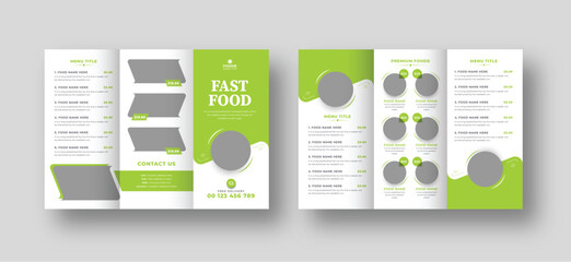 Healthy Food Brochure Layout, Fast food trifold brochure flyer template design