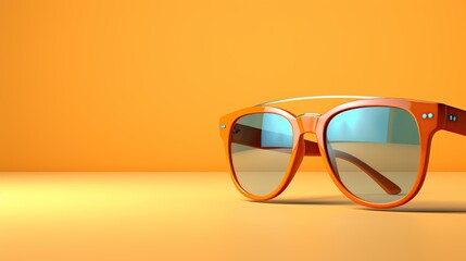 Modern fashionable glasses isolated on yellow background.