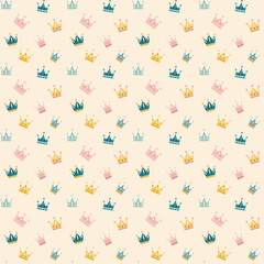 Crowns seamless pattern. Flat illustration. Cartoon flat royal wrapping paper.