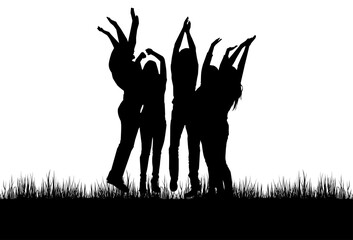 Group of happy people silhouette. Celebration element illustration. Fit for element, background, banner, backdrop, cover. Vector Eps 10