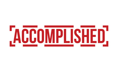Accomplished Red Rubber Stamp vector design.