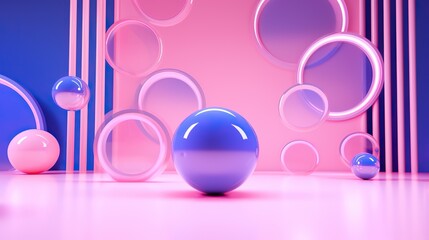 A vibrant display of contrasting colors dances around a single, solitary blue ball, creating an enchanting visual spectacle