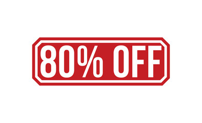 80% Off Red Rubber Stamp vector design.