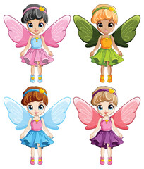 Cute simple cartoon fairy set