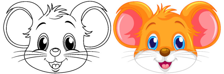 Coloring cute rat cartoon and its colour