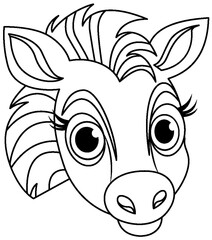 Cute horse head doodle coloring characte