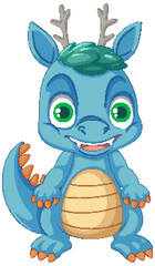 Happy cartoon dinosaur character smiling
