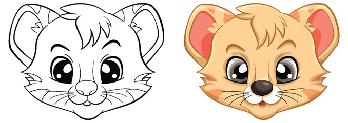 Coloring Page Outline of Cute Tiger