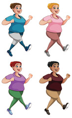 Chubby Women Running Exercise Collection