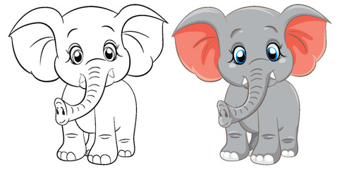 Coloring Page Outline of Cute Elephant