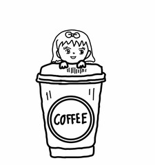 
coffee mug with child illustration white background
