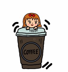 
coffee mug with child illustration white background