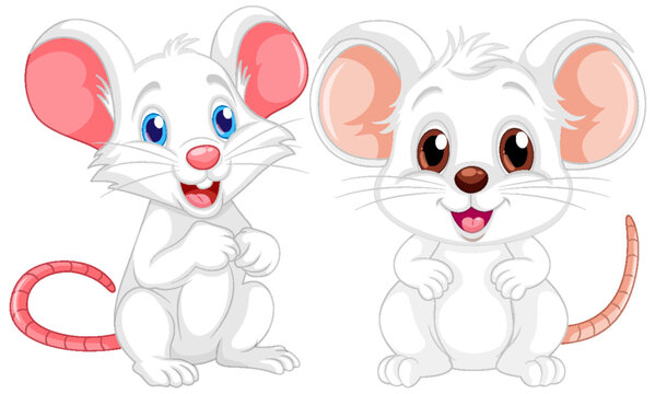 Cute white rat cartoon