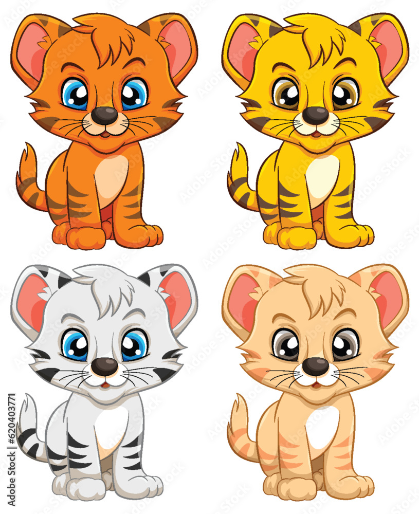 Wall mural Cute Tiger Cartoon Character