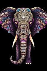 Obraz premium Vibrant Elephant Line Art