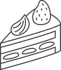 スイーツの線画単品アイコンイラスト　ショートケーキ