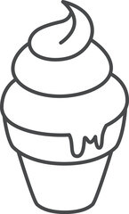 スイーツの線画単品アイコンイラスト　ソフトクリーム