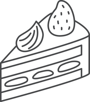 recommend clip art: スイーツの線画単品アイコンイラスト　ショートケーキ