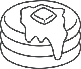 スイーツの線画単品アイコンイラスト　ホットケーキ