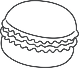 スイーツの線画単品アイコンイラスト　マカロン
