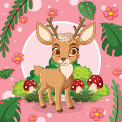 Cute Deer Cartoon Character