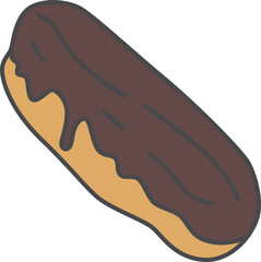 スイーツのカラー単品アイコンイラスト　エクレア