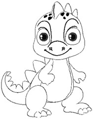 Dinosaur cartoon doodle coloring character
