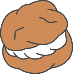 スイーツのカラー単品アイコンイラスト　シュークリーム