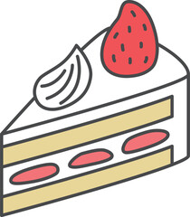スイーツのカラー単品アイコンイラスト　ショートケーキ