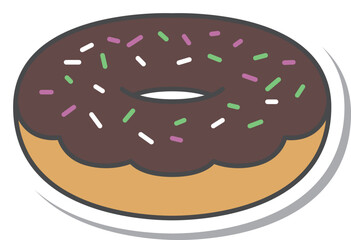 スイーツのステッカー風単品アイコンイラスト　ドーナッツ