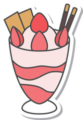 スイーツのステッカー風単品アイコンイラスト　パフェ