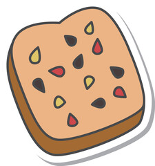 スイーツのステッカー風単品アイコンイラスト　パン　豆