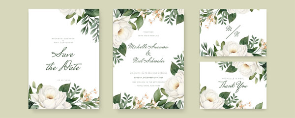 Dry floral Elegant golden brown watercolor flower wedding invitation design template