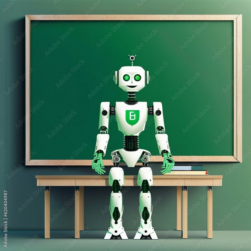 Wall mural Robot as a teacher. IA-generated. - Wall murals