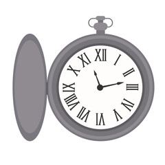 Isolated antique silver pocket vector watch.