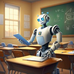 Naklejka premium Robot as a teacher. IA-generated.