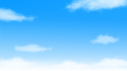 青空と動かせる雲のベクターイラスト　雲は移動可能