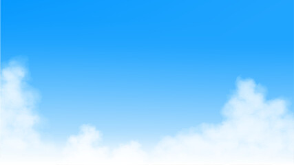 青空と動かせる入道雲のベクターイラスト　雲は移動可能