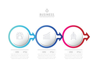 Vector infographic business presentation template with circular interconnection with 3 options.