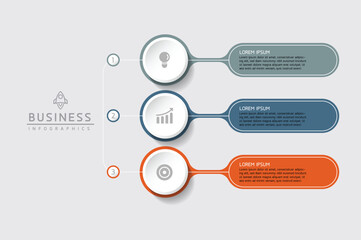 Vector infographic business presentation template with circular interconnection with 3 options.