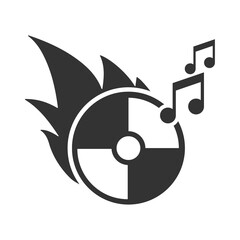 Fototapeta premium Vector illustration of round fire CD icon in dark color and transparent background(PNG).
